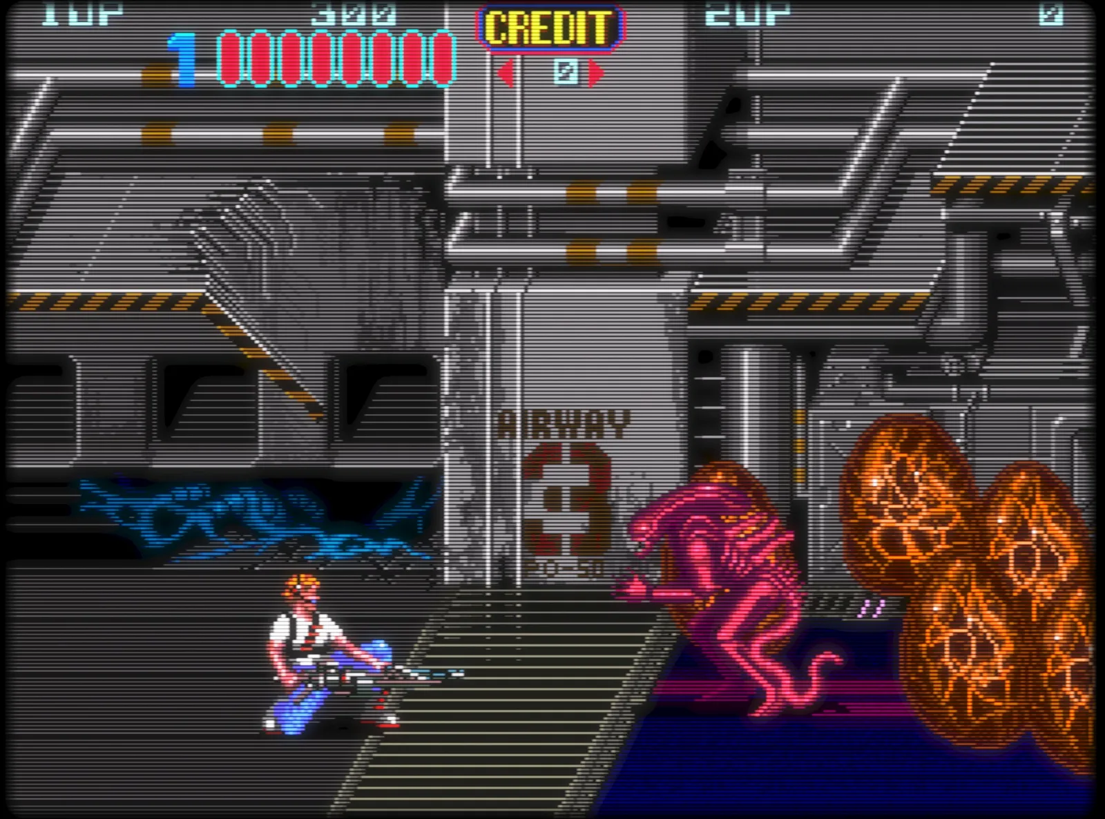 Um jogo clássico de arcade rodando com o shader CRT do RetroArch